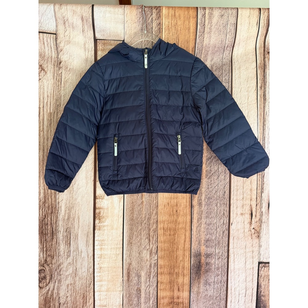Hanna‎ Andersson Hooded Puffer Jacket Winter Navy Blue Quilted Kids Size 6-7